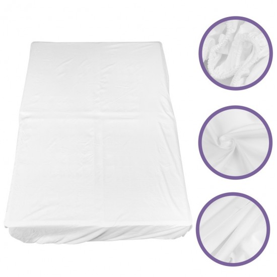 Fitted Bed Sheet Comfortable Sheet for Home Cotton White Style 4589