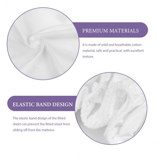Fitted Bed Sheet Comfortable Sheet for Home Cotton White