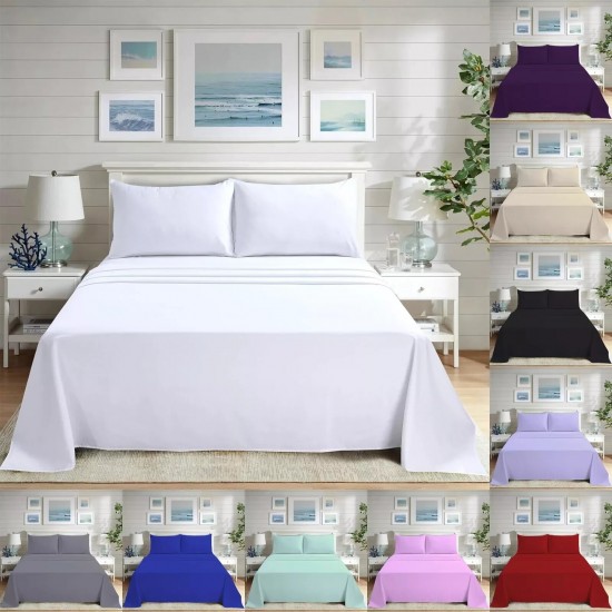 Flat Sheets Complete 100% Poly Cotton Bed Sheets Single Double Size king