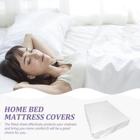 Fitted Bed Sheet Comfortable Sheet for Home Cotton White Style 6597