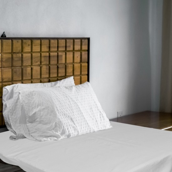 Fitted Bed Sheet Comfortable Sheet for Home Cotton White Style 3680