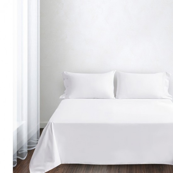 Fitted Bed Sheet Comfortable Sheet for Home Cotton White Style 3680