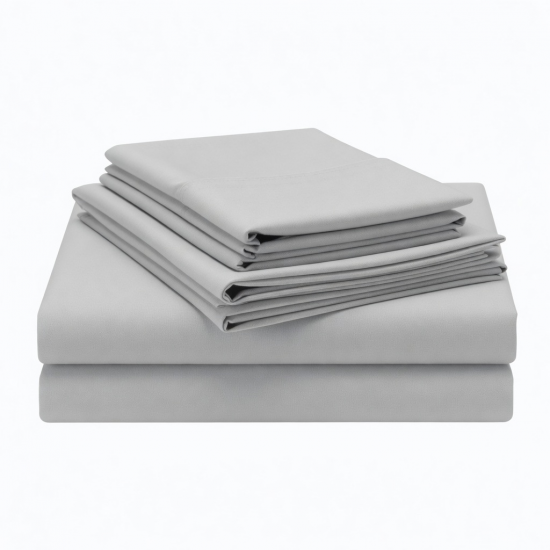 Bed Sheet Set Soft 100% Cotton Size queen, Grey Light