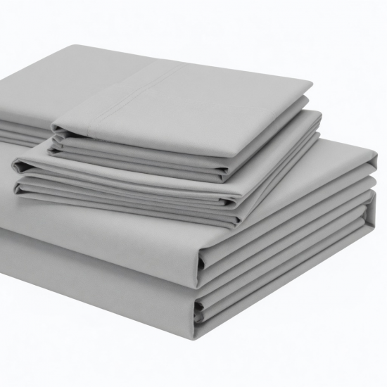 Bed Sheet Set Soft 100% Cotton Size queen, Grey Light