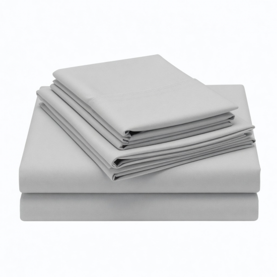 Bed Sheet Set Soft 100% Cotton Size queen, Grey Light